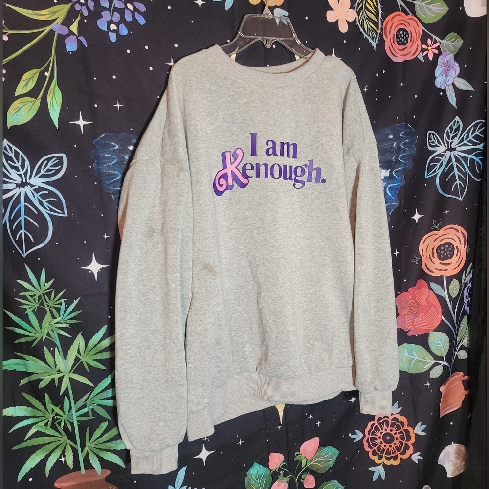 "I Am Kenough" Barbie Sweater, Gray & Pink